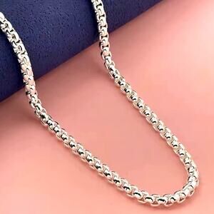 925 Sterling Silver Necklace - 20in. x 4mm. Box Chain Men's Valentine's Birthday